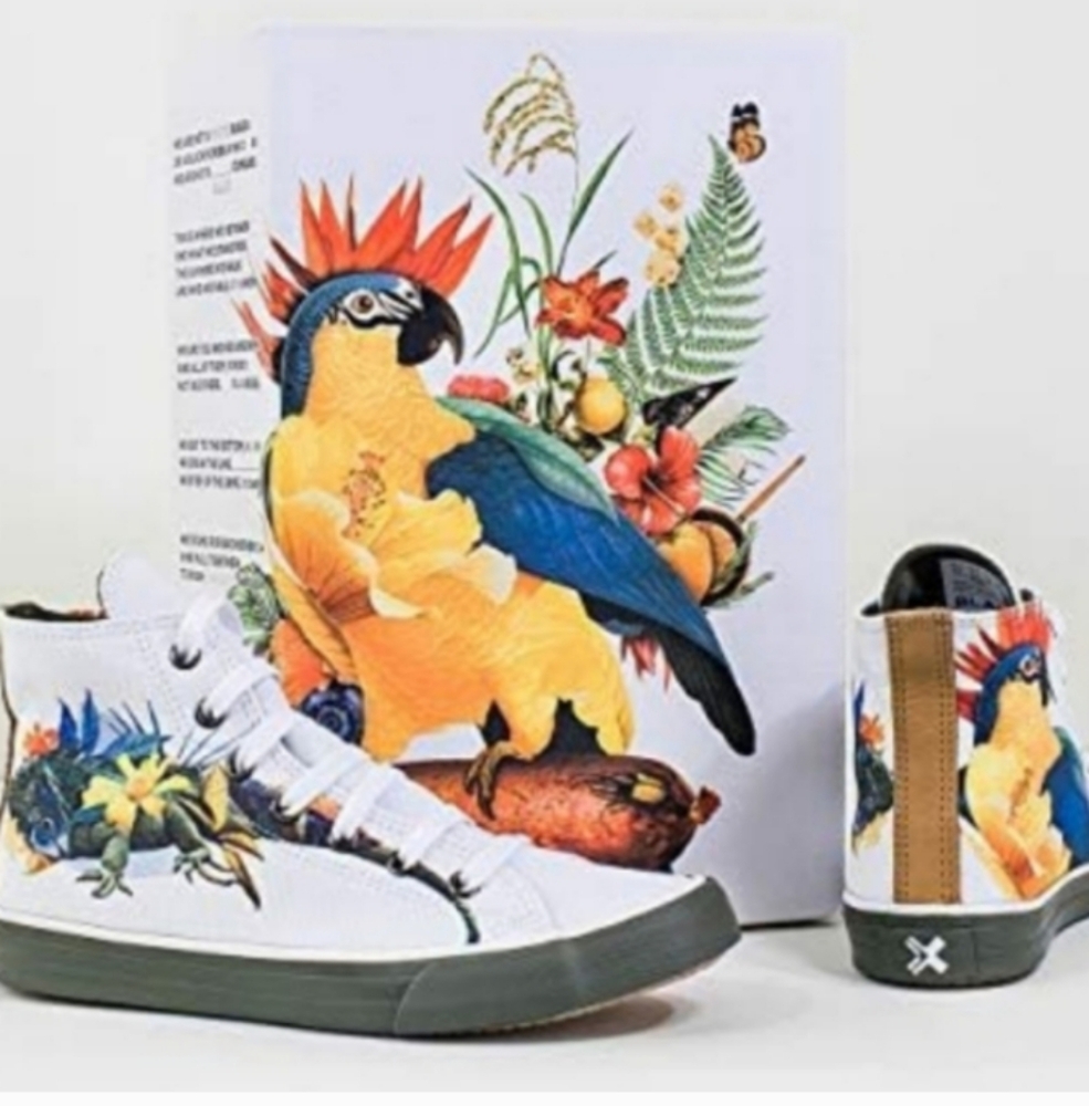 🆕BLANX" GUILLERMO FLORES🦎 IGUANA/PARROT 🦜 HIGH-TOP XY // MULTICOLOR SNEAKERS